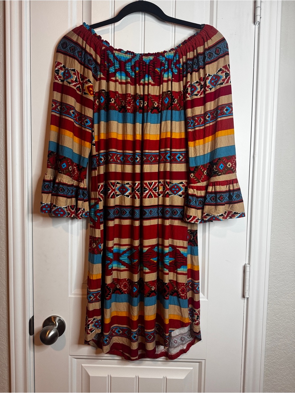 Scully‎ Boho Off-Shoulder Stripe Dress western cowgirl